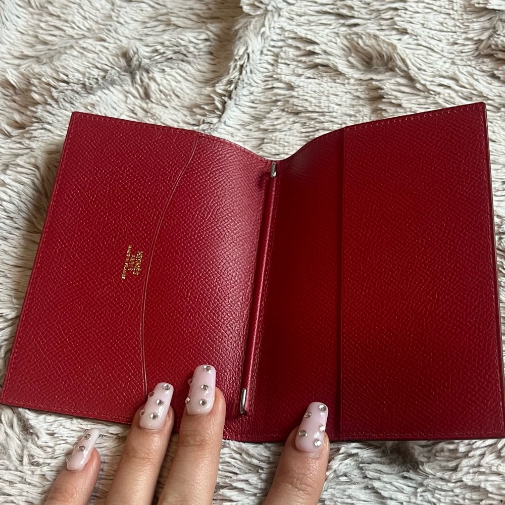 Hermes Red Simple Agenda Holder, Small